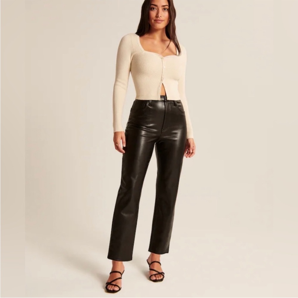 Abercrombie & Fitch NWT Vegan Leather Ankle Straight Pants